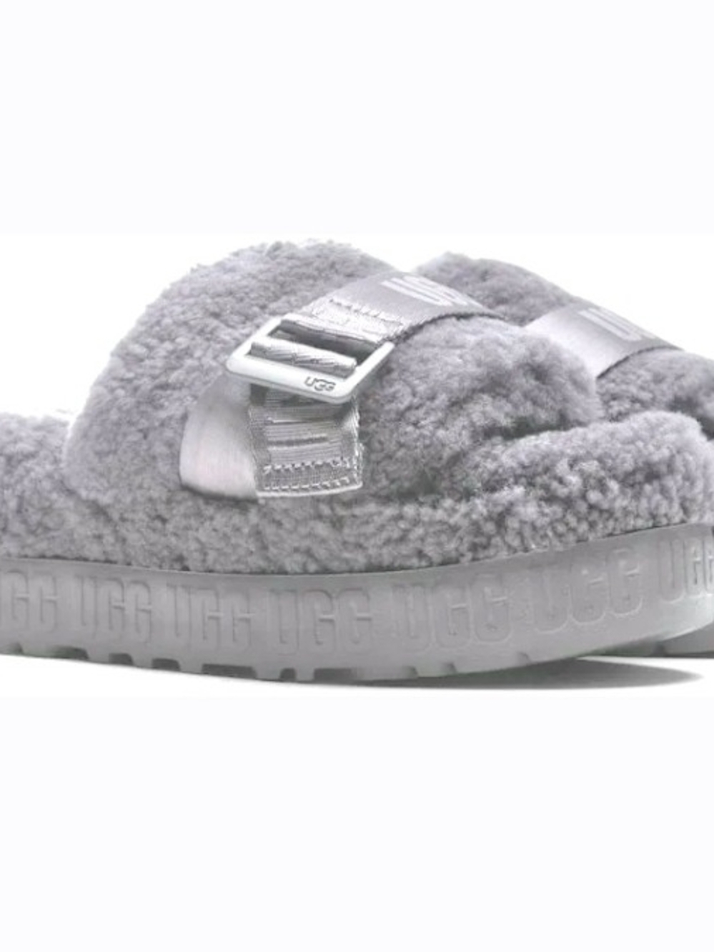 UGG Fluffita Sandals Size 5 Cool Beige NIB Platform Shearling Slides